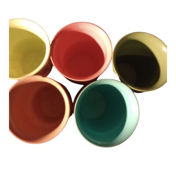 Vintage Set of  Raffia of Tumblers & Bowls - Picture 3 of 4